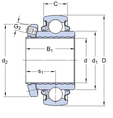 Roulement-insert YSP-206-SB-2F - 30x62x37,2 mm